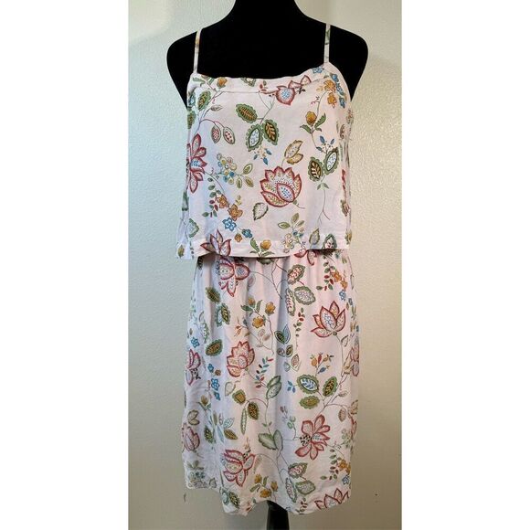 Madewell Overlay Cami Botanical Print 100% Silk Lined Mini Women's Dress Size 2 - Picture 3 of 10